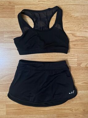 Source Unknown Black Girls Athletic Racerback Sports Bra and Skort